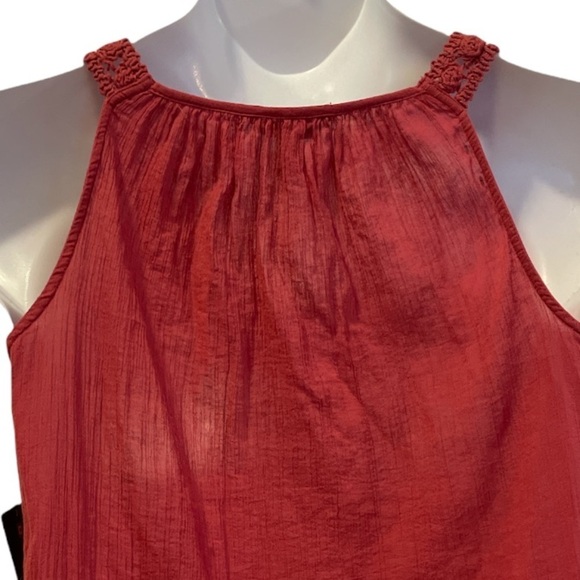Chaps Pale Red Crocheted Lace Blouse top. Size Small - Picture 5 of 13